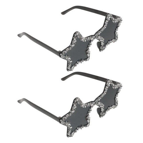 2Pcs Multicolor Star Shape Sunglasses Rimless Plastic Party Eyewear