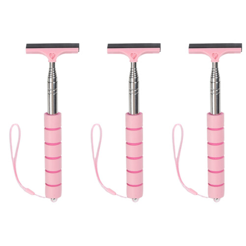 3Pcs Pink Car Windshield Cleaner Tool Rear View Mirror Squeegee Rubber 2