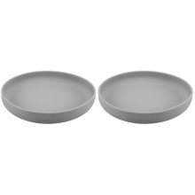 2Pcs Silicone Suction Food Plates Grey Non-Skid Elderly Adaptive Dish