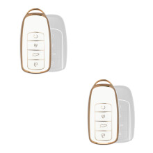 2Pcs White Tpu Key Fob Case Car Key Protector Minimalist Splashproof
