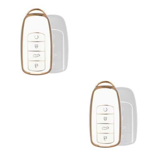 2Pcs White Tpu Key Fob Case Car Key Protector Minimalist Splashproof