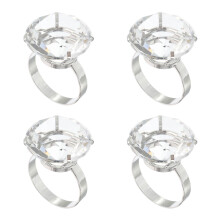 4Pcs White Glass Simulated Rings Wedding Decor Engagement Photo Props