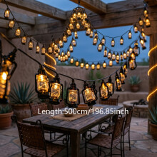Solar Kerosene Lantern Fairy String Lights 5M Warm White LED Decorative Lights