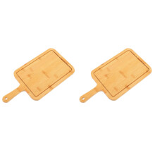2Pcs Kitchen Cutting Board Wooden Pizza Paddle Multi-Purpose Tray