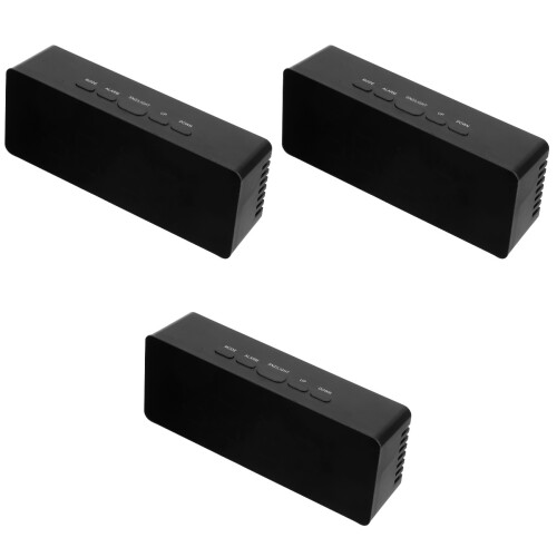 3Pcs Large Display LED Digital Alarm Clocks Black ABS Table Clock 1
