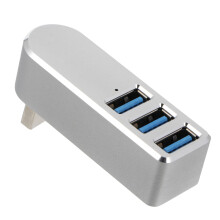 3Pcs Silver USB Hub for Laptop with Rotatable Multi-Port Adapter