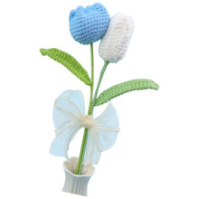 Handgebreide wollen tulpenbloemboeket voor huisdecoratie en-C
