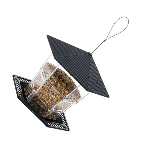 Large Capacity 1L ABS Hanging Wild Bird Feeding Tool-Black
