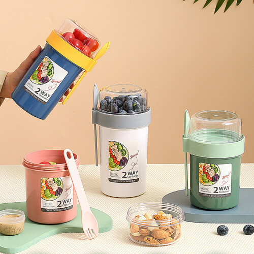 Double Layer Salad Shaker Cup760ml + 230ml PP 2