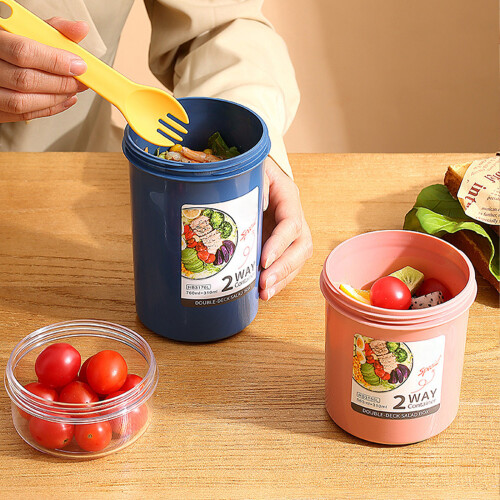 Double Layer Salad Shaker Cup760ml + 230ml PP 2