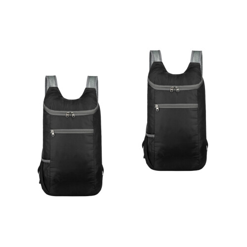 2Pcs Waterproof Black Backpack Foldable Lightweight Outdoor Travel Bag 2
