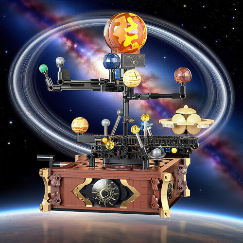 Solar System Orbit Building Block Toys, Creative Solar System Fashion Models, Exquisite Decorations, Rotatable Educational 1