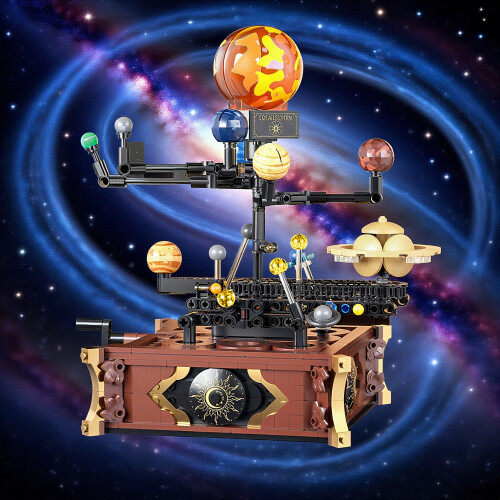 Solar System Orbit Building Block Toys, Creative Solar System Fashion Models, Exquisite Decorations, Rotatable Educational 2