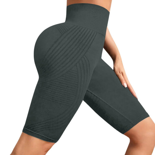 Soft Tummy Controls No See Through Workout Athletic-Gray M