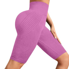 Women's High Waist Yoga Capris Tummy Controls None See-Pink M