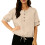 Women's Blouses Ruffle Short Puff Sleeve Button  Neck-Pink S 4
