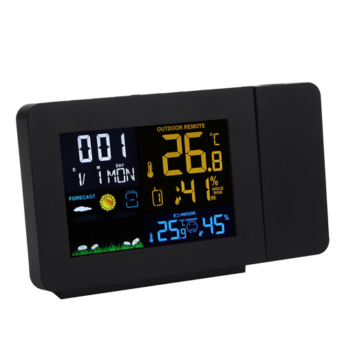 Wetter-Projektionswecker Schwarz 16,79,54 cm 2