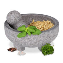 Mörser und Stößel aus Granit, rund, effizientes Mahlen