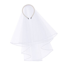 Beautiful Wedding Hairpiece Pearls Accented Headband And Veil