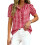 Women's  ruffled V-neck button-down short-sleeved-Black S 3