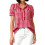 Women's  ruffled V-neck button-down short-sleeved-Black S 4