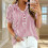 Women's  ruffled V-neck button-down short-sleeved-Black S 6
