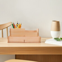 Organisateur Bois Beige1 Pour Multifonction Rangement Stylos