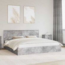 vidaXL Storage Bed Concrete Grey 200 x 200 cm Engineered Wood