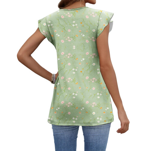 Women's  Blouses, with Ruffle Sleeves, Spring Elegant-Blue S 1