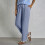 Womens Hollow Out Pants Drawstring Elastic Waist-light blue S 4