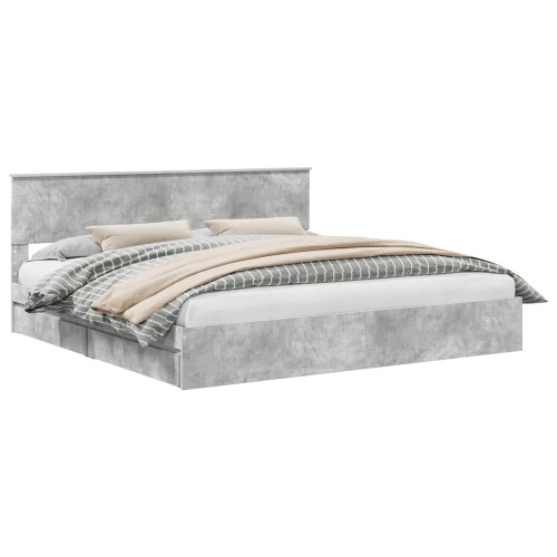 vidaXL Storage Bed Concrete Grey 200 x 200 cm Engineered Wood 1