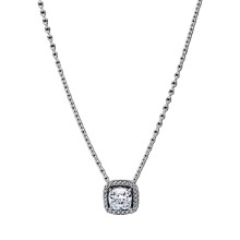 PANDORA JEWELRY Mod. SPARKLING SQUARE GREEN HALO PENDANT NECKLACE