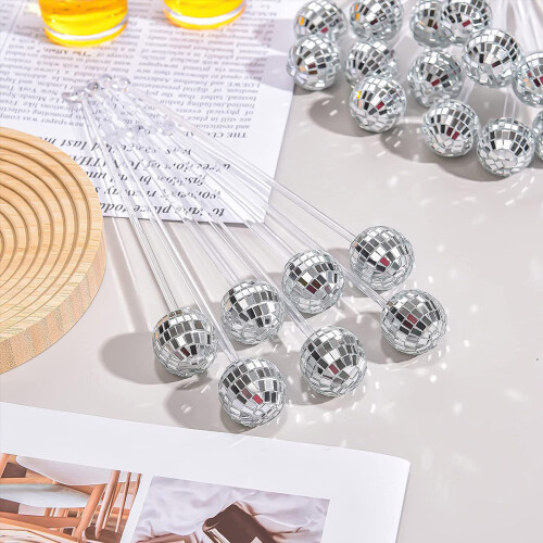 Discobal cocktailroerders, 20,5 cm, plastic, 12 stuks 2