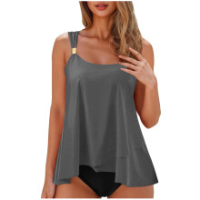 2 Piece Bathing Suits for Women Ruffle with Shorts-Gray L