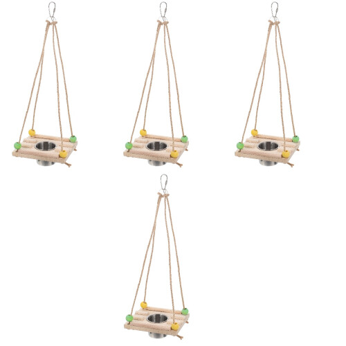 4Sets Home Use Parakeet Bird Stand with Swing and Feeding Cups 1