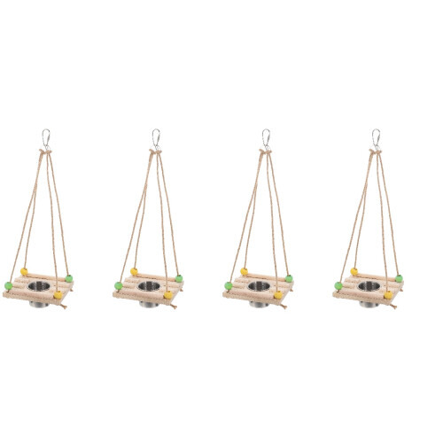 4Sets Home Use Parakeet Bird Stand with Swing and Feeding Cups 2