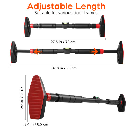 Portable Pull Up Bars Adjustable Steel Doorway Bar Black for Home 1