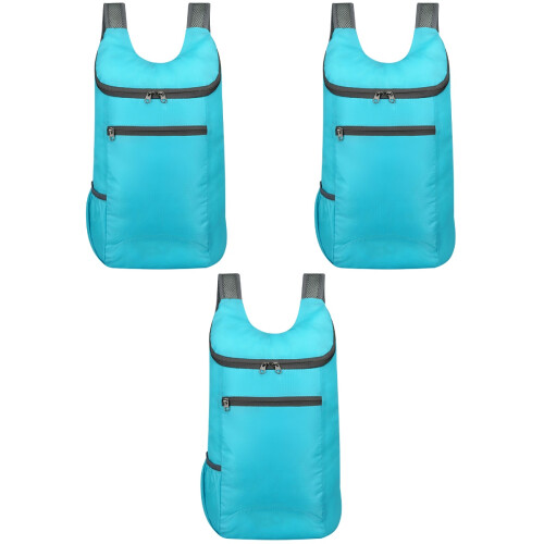 3Pcs Sky-Blue Lightweight Travel Backpack with Waterproof Design 1