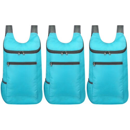 3Pcs Sky-Blue Lightweight Travel Backpack with Waterproof Design 2