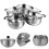 5Pcs Stainless Steel Deep Cooking Pots Home Kitchen Set 6