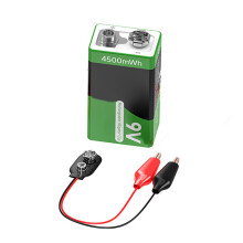 Das 9-V-Batterieentladeset enthält eine Krokodilklemme und ein