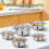 5Pcs Steel Cookware Set Silver Nonstick Pots and Pans for Home Kitchen 4
