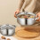 5Pcs Steel Cookware Set Silver Nonstick Pots and Pans for Home Kitchen 9