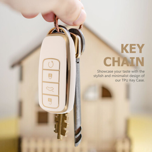 2Pcs White Tpu Key Fob Case Car Key Protector Minimalist Splashproof 2