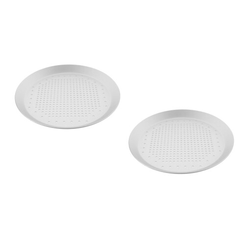 2Stk Aluminiumlegierung Antihaft Pizza-Backform Hitzebeständig Silber 2