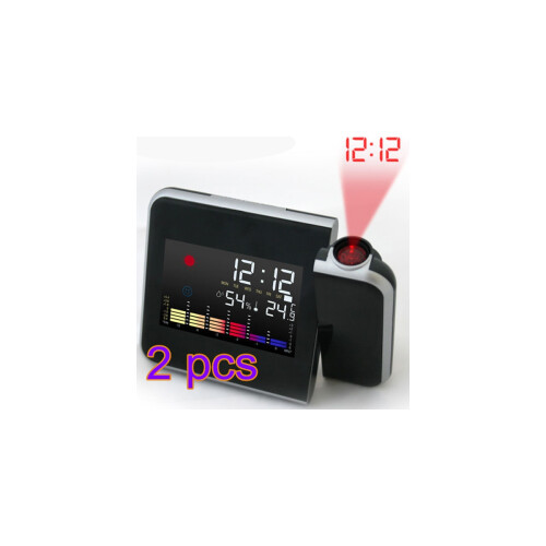 Black Projection Alarm Clock with LED Date Temp Humidity Display 1