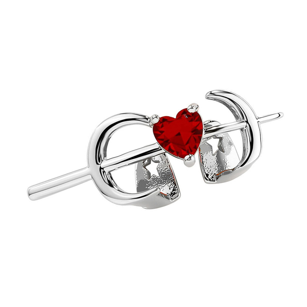 Silver/Red Hollow Heart Shape Fang Grillzs Copper Body Jewelry