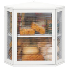 Rangement pratique du pain en 2 sections avec revêtement-Blanc