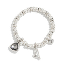 Vintage Black Acrylic Heart Charm Adjustable Bracelet Fashion