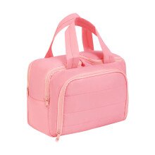 Practical Fabric Cosmetic Pouches Double Opening Design-Pink
